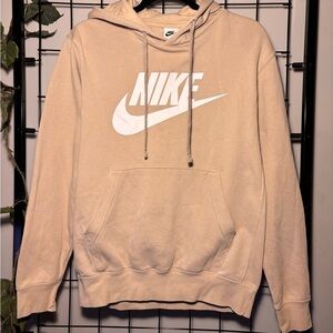 Nike Men’s Tan Pullover Hoodie with White Logo small